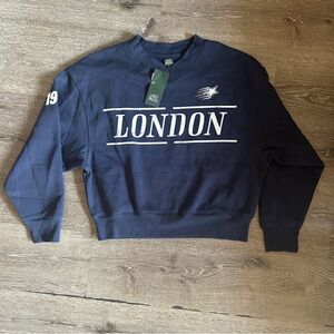 NWT XXS Wild Fable Navy Blue London Cropped Crew Neck Sweater